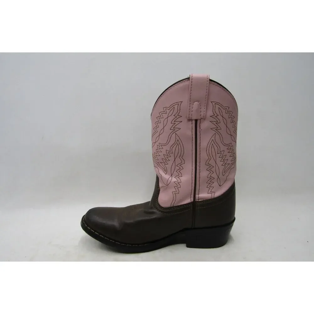 Smoky Mountain Youth Size 2.5 R Pink Brown Leather Western Cowboy Boots